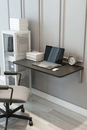 MDF Compact en Elegant Ovale Klaptafel - Wandgemonteerde Tafels met Ovale Randen voor Optimale Ruimtebesparing - 72x45 cm - Mdf  Zwart en Marmer - Afbeelding 10