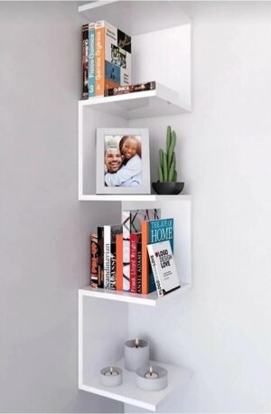 Hoekplank - zigzag wandplank - Boekenhoek met 5 Planken - Mdf Wit - Afbeelding 3