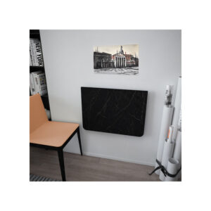 MDF Compact en Elegant Ovale Klaptafel - Wandgemonteerde Tafels met Ovale Randen voor Optimale Ruimtebesparing - 72x45 cm - Mdf  Zwart en Marmer - Afbeelding 3