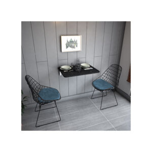 MDF Compact en Elegant Ovale Klaptafel - Wandgemonteerde Tafels met Ovale Randen voor Optimale Ruimtebesparing - 72x45 cm - Mdf  Zwart en Marmer - Afbeelding 4