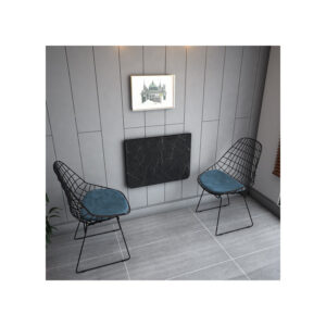 MDF Compact en Elegant Ovale Klaptafel - Wandgemonteerde Tafels met Ovale Randen voor Optimale Ruimtebesparing - 72x45 cm - Mdf  Zwart en Marmer - Afbeelding 5