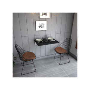 MDF Compact en Elegant Ovale Klaptafel - Wandgemonteerde Tafels met Ovale Randen voor Optimale Ruimtebesparing - 72x45 cm - Mdf  Zwart en Marmer - Afbeelding 7