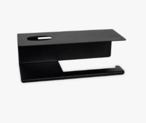 24 cm Toiletrolhouder - Wc Rolhouder voor Papierhanddoeken - Servethouder Badkamer Organizer - Dubbel Schap Toiletpapierhouder - 2mm RVS Staal - Zwart - Afbeelding 3