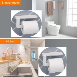 Toiletrolhouder met Telefoonplank - WC Rolhouder - Rolhouder voor Papierhanddoeken - Servethouder Badkamer Organizer - Toiletpapierhouder - 2mm RVS Staal - Wit - Afbeelding 8