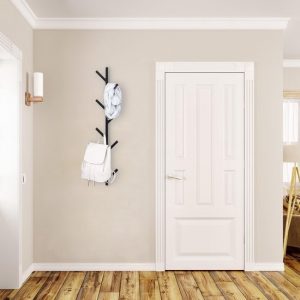 Muurkapstok - muur kapstok hangend - met 9 haken - boom - metaal - 100 x 15 x 9 cm - zwart - Afbeelding 6