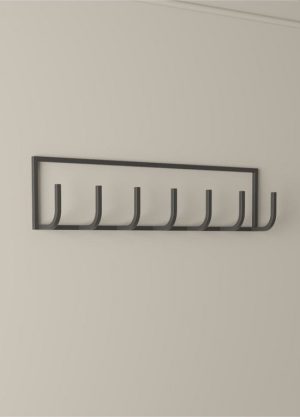 60cm - 7 Haaks Wandkapstok - Muur / Wand Kapstok - Hangende Design Muurkapstok - Handdoekrek - RVS - Mat Zwart - Afbeelding 3